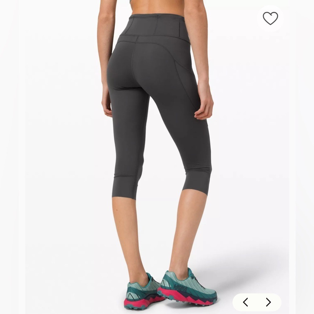 Lululemon Fast and Free Gray High-Rise Crop 19" 7 pocket Leggings Size 6 - Picture 2 of 7